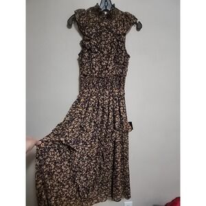 Lulus Dress Evalina Floral Ruffle Smocked Sundress Navy Sz XS Coquette Fairy